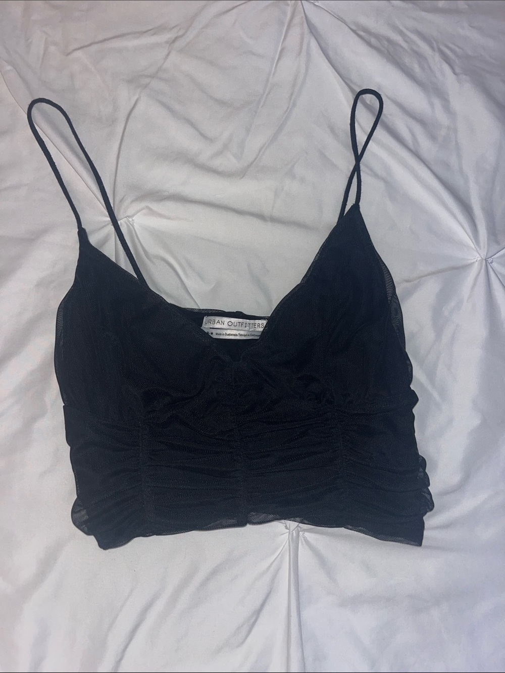 Urban Outfitters Black Ruched Mesh Cami